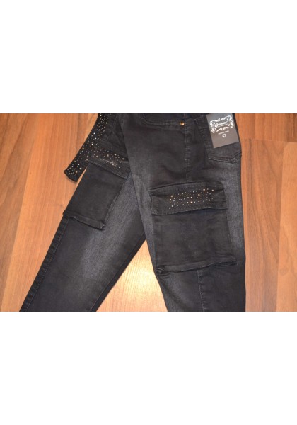 Чёрные,Джинсовые брюки Mom на высокой талии, для девочек оптом, Размеры 134-164 см .Фирма GRACE.Венгрия
